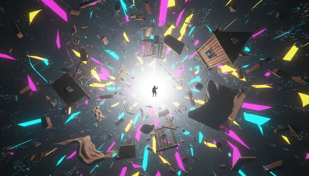 Ein Nutzer hält selbstbewusst ein Tablet mit einem fertigen, hochwertigen KI-generierten Musikvideo für 'Monsters In My Head', umgeben von kreativen digitalen Elementen.