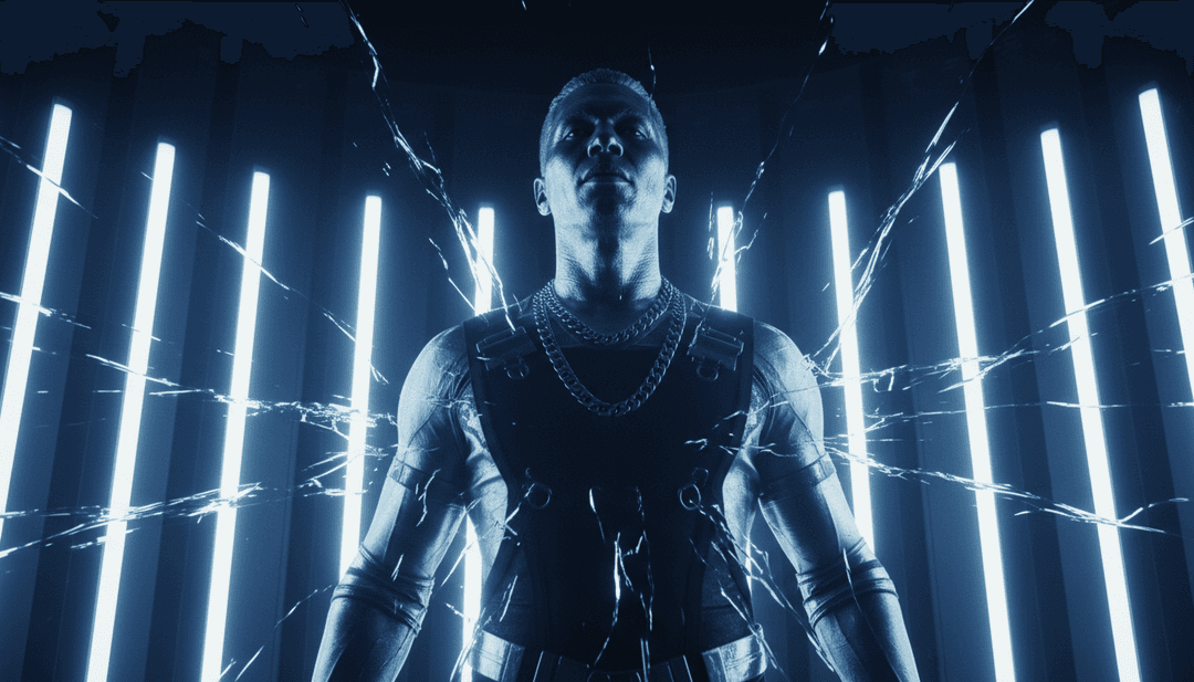 IA analisando as letras e a onda sonora de 'Darling' de D-Block Europe, gerando conceitos visuais relacionados ao amor e à luta urbana.