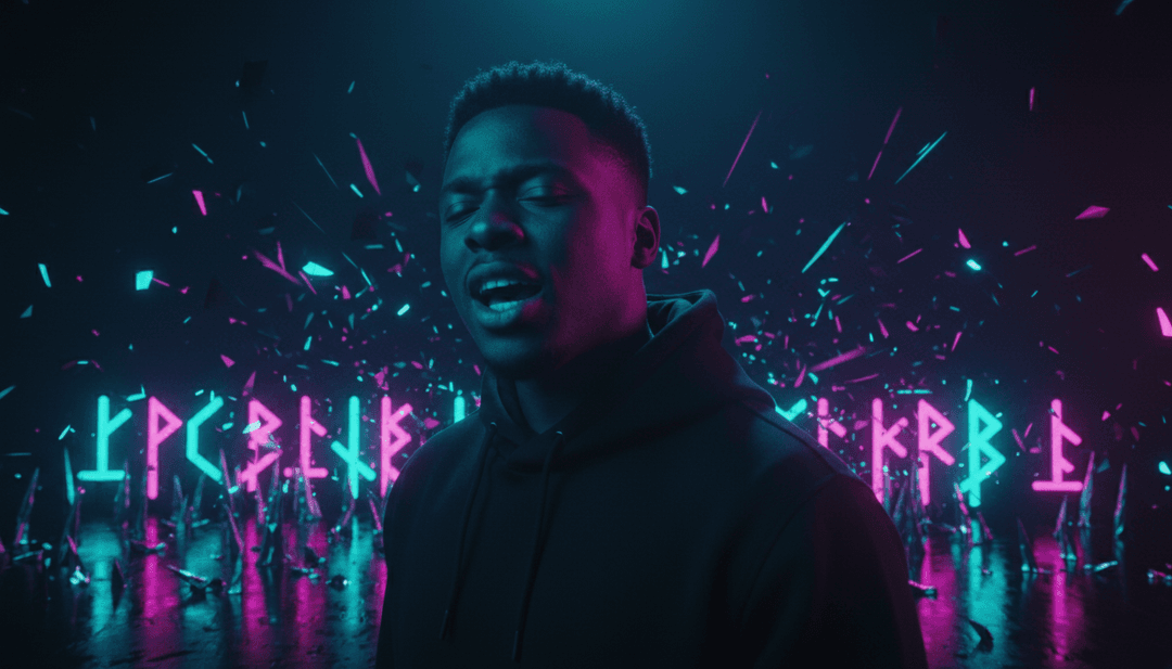 Visuais dinâmicos de paisagens urbanas, personagens diversos e cenas emocionantes sincronizadas com o ritmo de 'Darling' de D-Block Europe sendo geradas por IA.