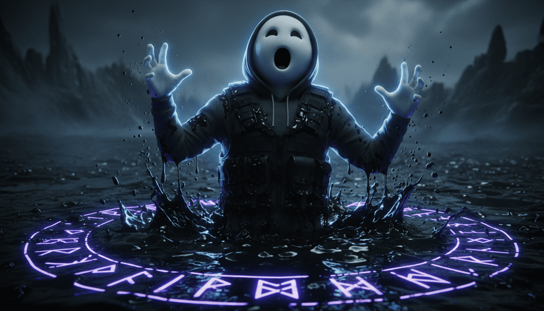 AI为Casper The Ghost的歌曲'MUD'诠释原始朋克摇滚能量和混乱、叛逆的视觉效果。