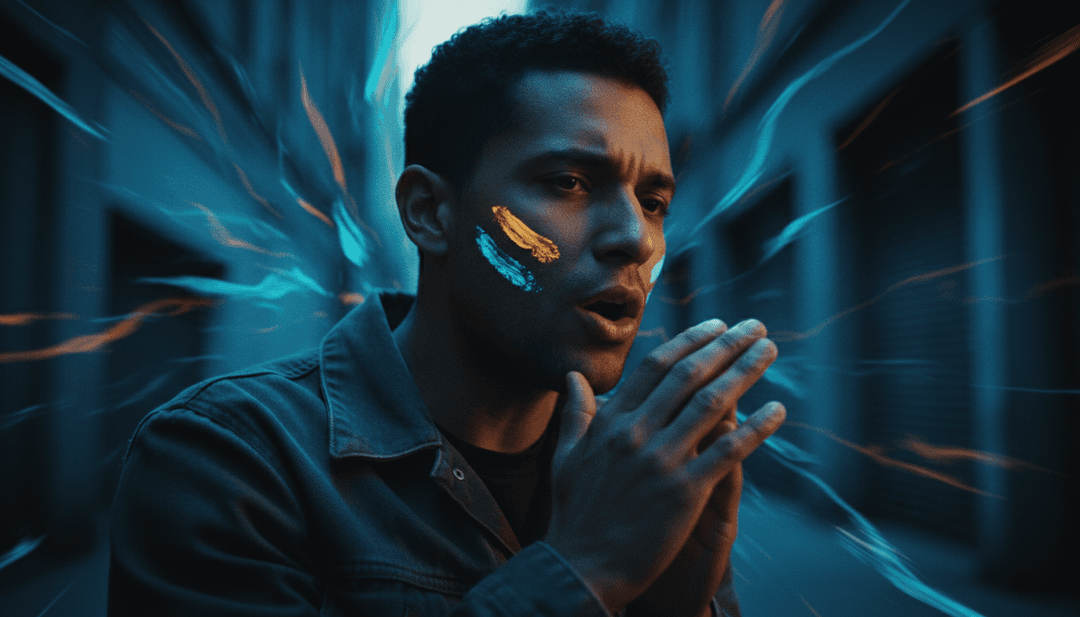 Abstrakte Darstellung von Schallwellen, die sich in dynamische urbane Straßenszenen für Grändens 'Kommer Ihåg'-Musikvideo verwandeln.