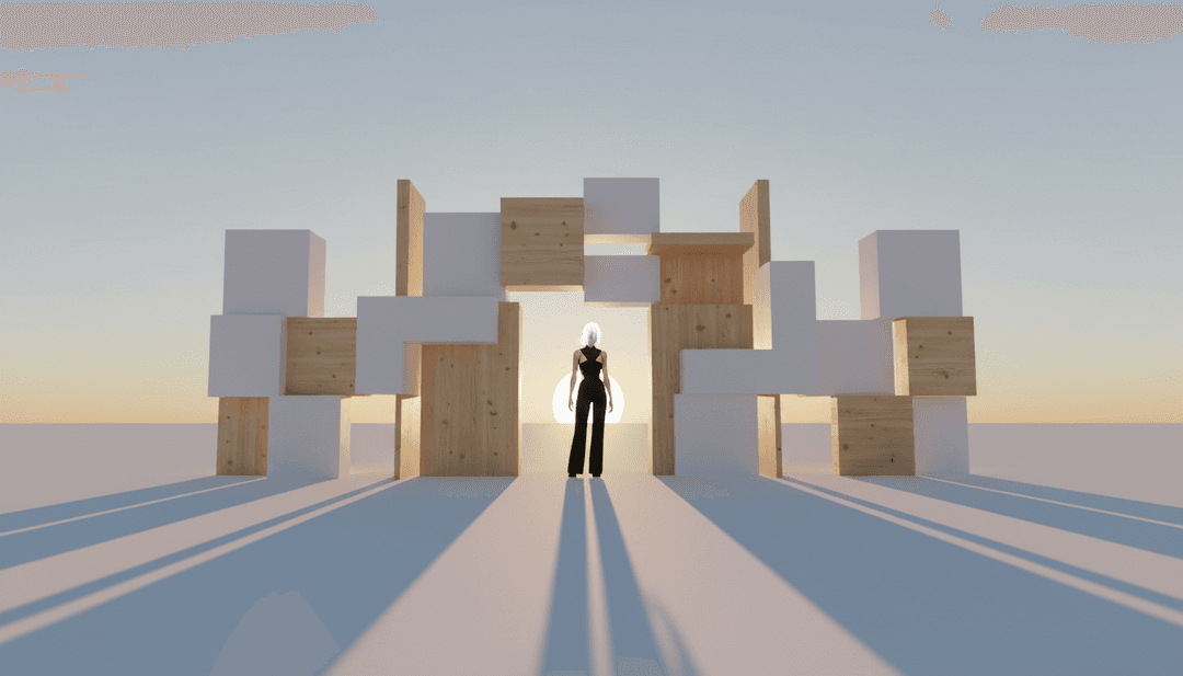 Padrões abstratos de luz neon se transformando em visuais dinâmicos, perfeitamente sincronizados com as batidas de trance e os vocais evocativos de Grimes em "Entwined".