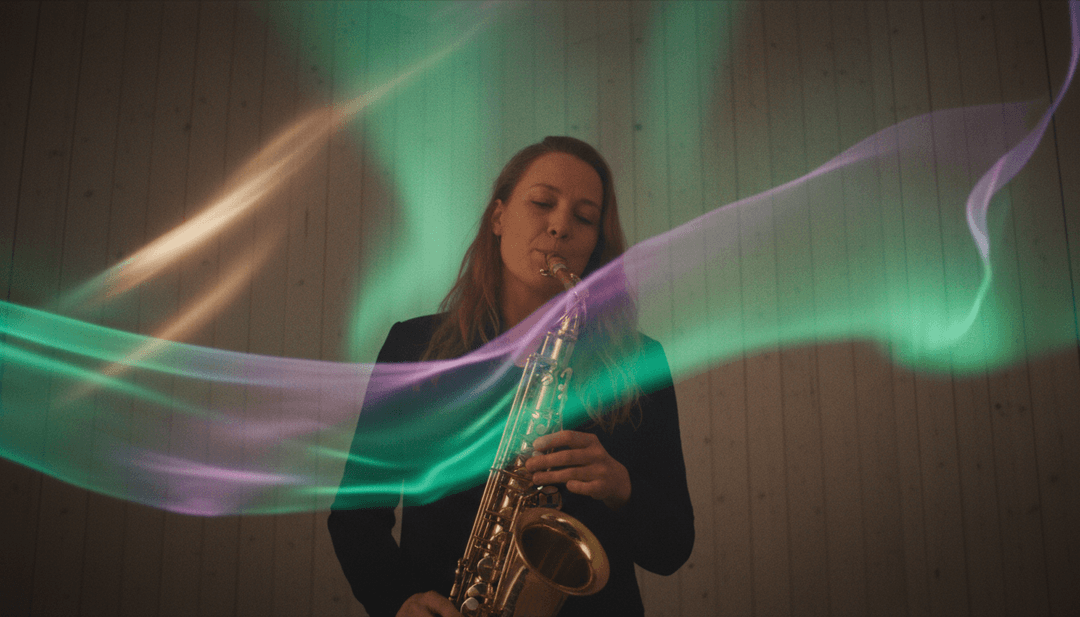 KI übersetzt die sanften Vocals, komplexen Basslinien und subtilen Schlagzeugmuster von 'The Net' in dynamische und visuell reichhaltige Musikvideo-Szenen, einschließlich fließender Texturen und reflektierender Bilder.