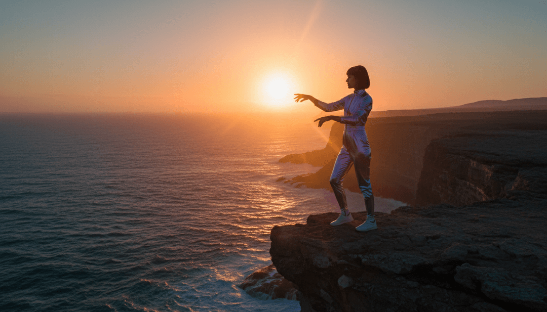 Sequência dinâmica de luzes de néon piscando, padrões digitais e dançarinos enérgicos movendo-se em sincronia com batidas de electro house.