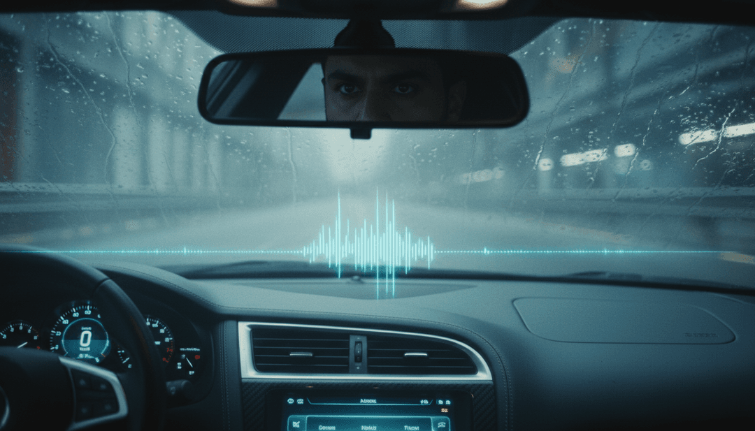 Un'IA che interpreta le onde sonore, traducendo la scrittura araba e i pattern di musica elettronica in concetti visivi astratti e vibranti.