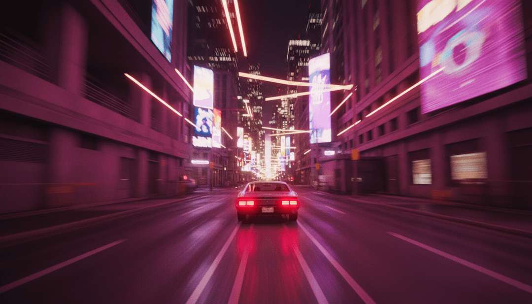 Vividi pattern elettronici e calligrafia araba fluida che si fondono su uno schermo, sincronizzati con una forma d'onda musicale dinamica.