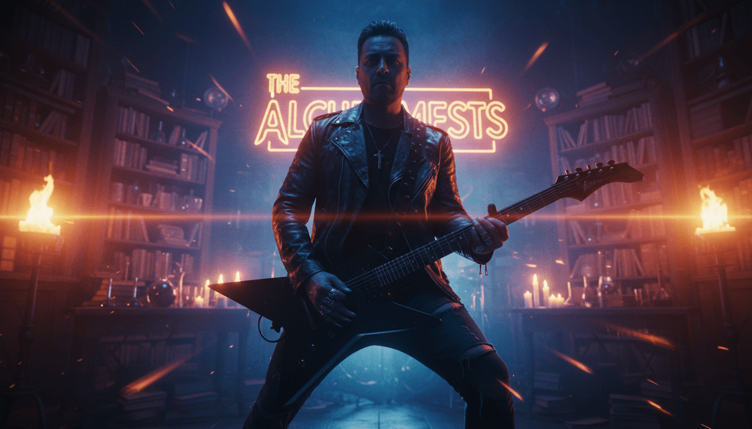 Visuels abstraits représentant l'énergie sombre, intense et électrisante d'une chanson heavy metal.