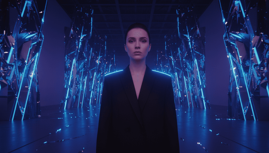 AlexSandra의 노래 속 신스 웨이브가 반짝이는 물로 변해 미묘한 인디 팝 요소와 함께 달빛 하늘을 비추는 시각적 표현.