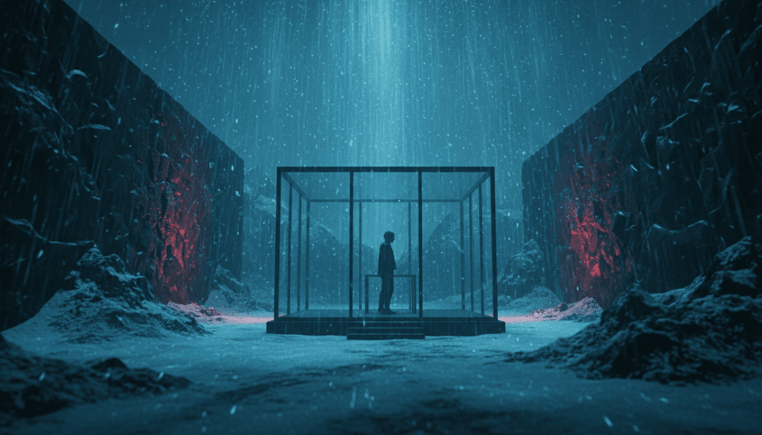 Skye Riley와 Naomi Scott의 'Death Of Me'의 감정적 깊이와 일렉트로닉 리듬을 표현하는 추상적인 비주얼.