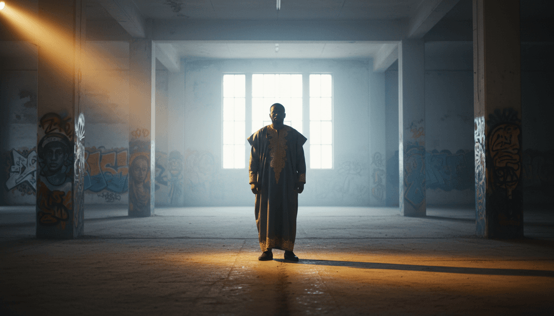 Immagini dinamiche generate da freebeat.ai si sincronizzano perfettamente con i ritmi di batteria e le armonie vocali di "Ke Nake Gani" di Auta Waziri, mostrando una conversione fluida da MP3 a MP4.