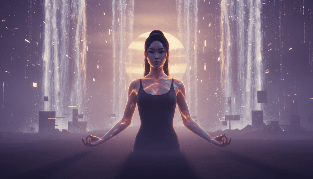 신스팝 에너지로 빛나는 팩토리 리셋 버튼의 개념적 이미지를 형성하는 추상적인 디지털 파형.