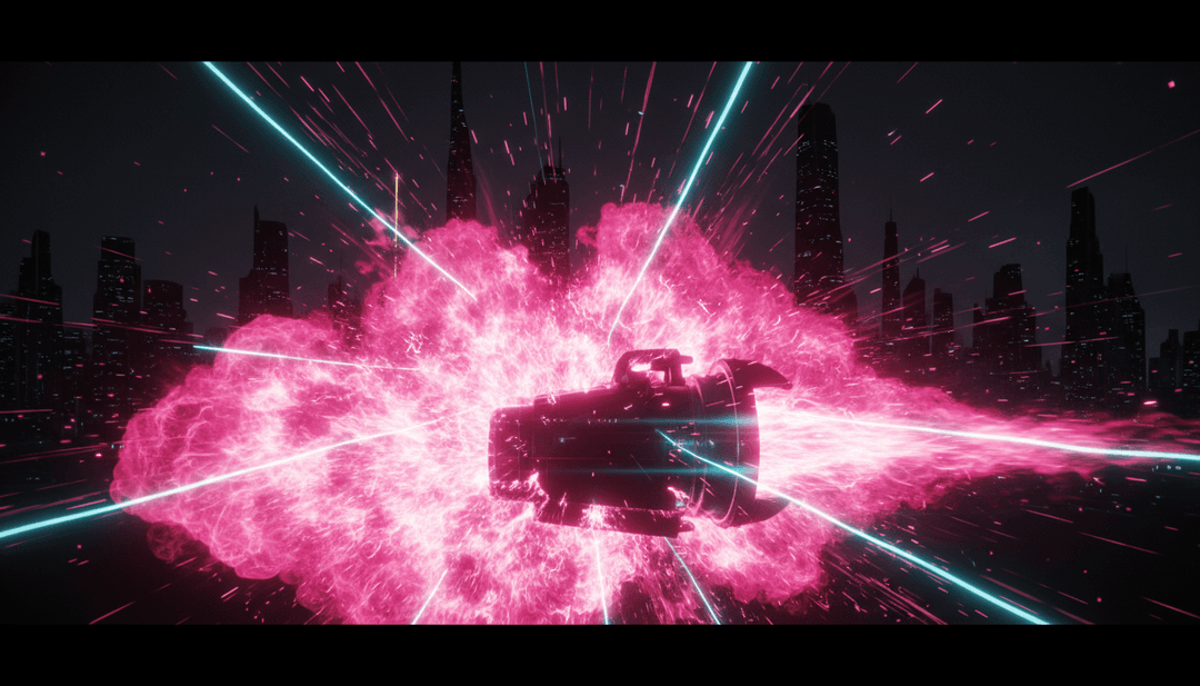 Dynamic visuals of a K-Pop rock band performing with vibrant lights and special effects generated by AI for the "Confident" music video.