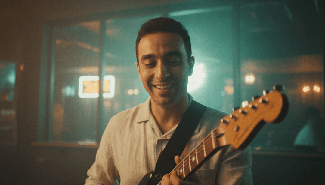 AI interpreting the folk and Americana essence of Noam Koren's song "Drifter," evoking imagery of open roads and reflective journeys.