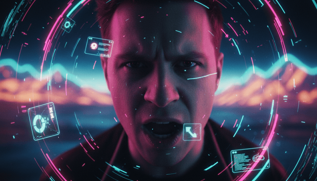 A dynamic scene with a silhouetted dancer under pulsating neon lights, representing the visual translation of music.