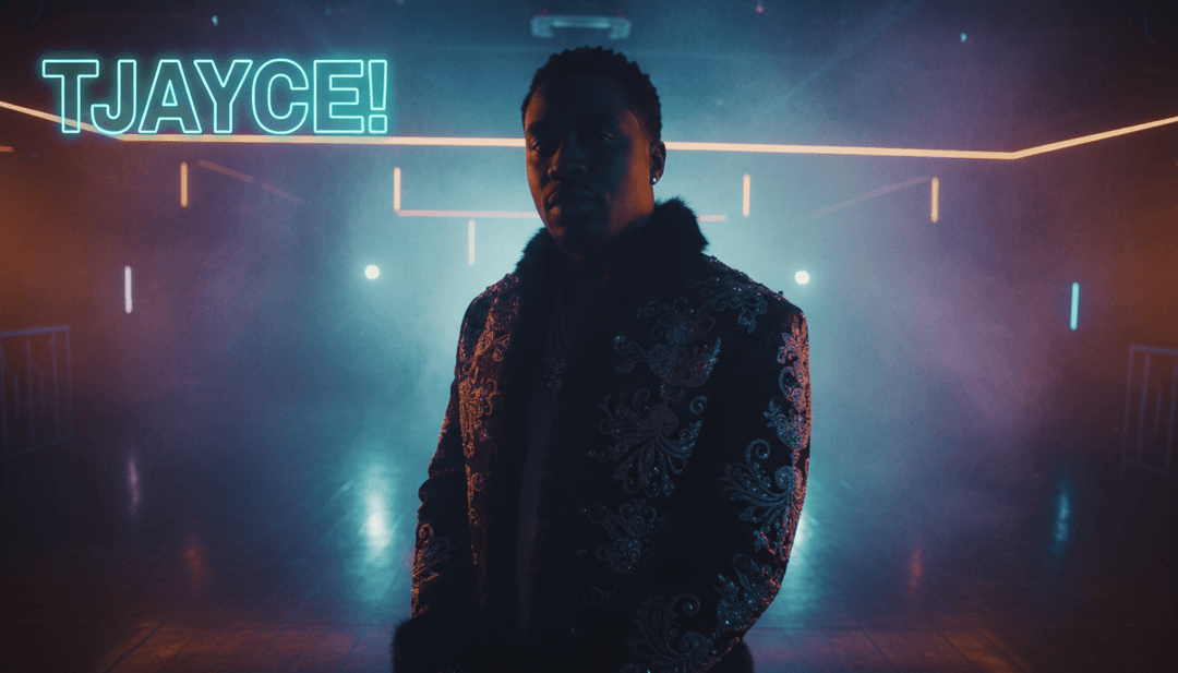 AI analyzing 'Change am for her' by king Tjayce daRAPPER, showing soundwaves transforming into initial visual concepts, blending afrobeat and hip-hop elements.