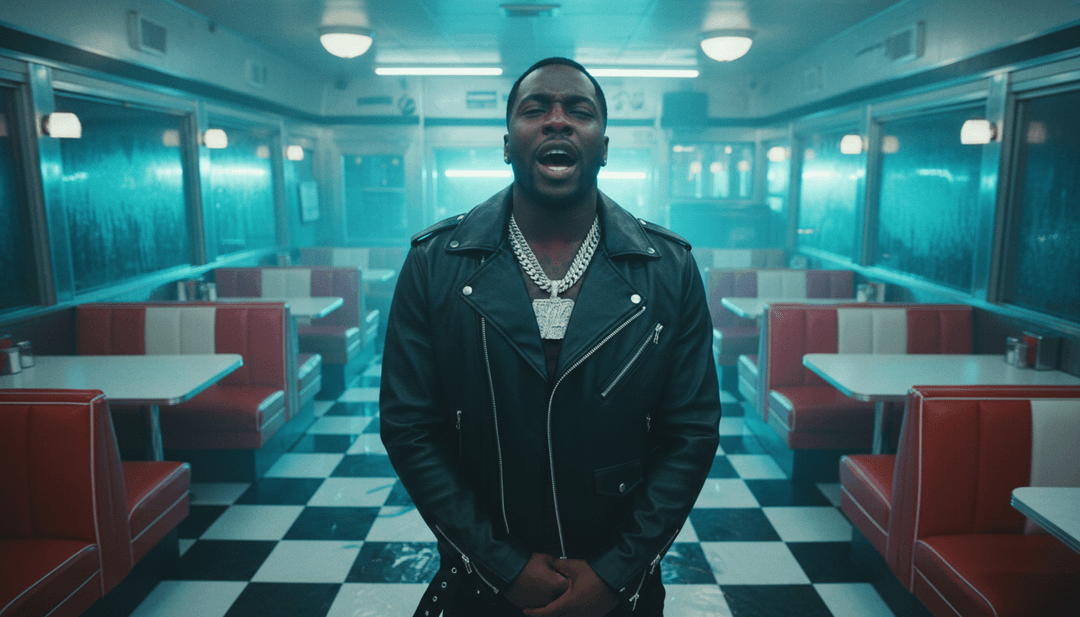 Dynamic visualizers and 3D animations synchronized to the heavy bass drops and rapid hi-hats of 'Motion' by JayVThaHottest, creating a vivid urban landscape.