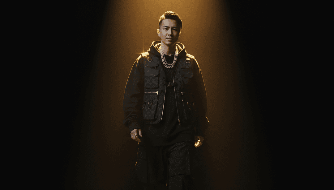 Abstract visualization of a sound wave transforming into digital city lights, representing AI analyzing hip-hop and J-pop music.