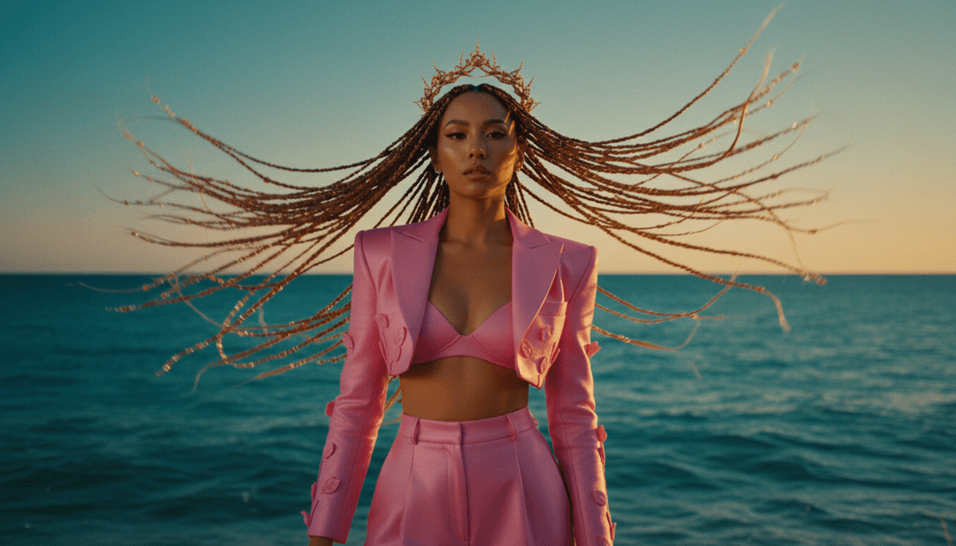 A polished, high-definition final music video frame for 'Cheiro de Mato,' showcasing a harmonious blend of all visual elements, with the freebeat.ai logo subtly integrated.