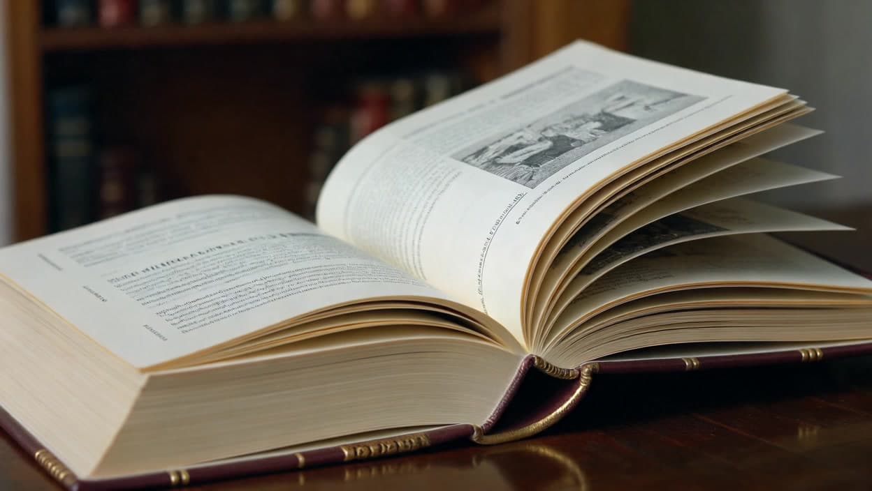 A book flips open by itself as wind blows through the pages