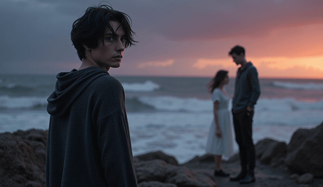 Visuelle Szene von Ozeanwellen, die Billie Eilishs Texte reflektieren