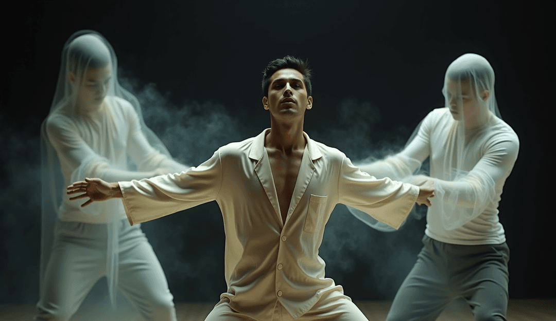 Visuelle Szenen inspiriert von 'King' mit dynamischen Synth-Pop-Elementen