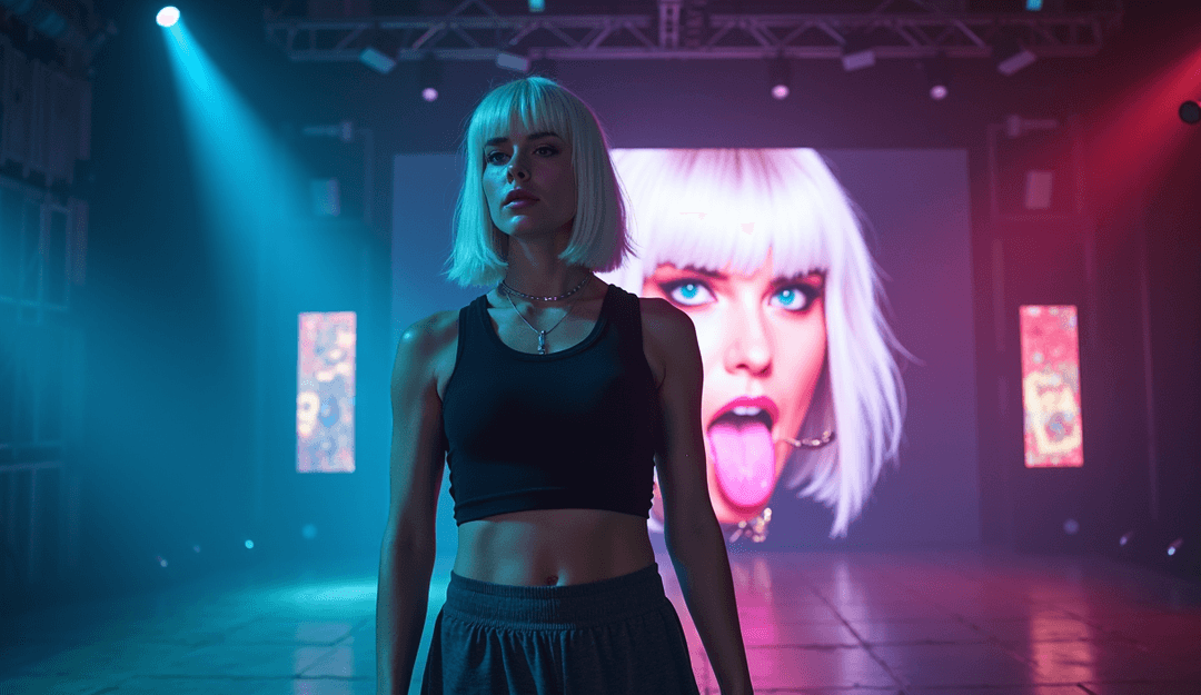 Visuelle Darstellung der KI, die musikalische Elemente in Videoszenen verwandelt.