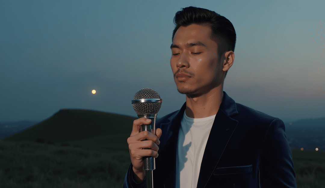 AI 詮釋 'Stereo Hearts' 的概念圖，音符轉化為視覺元素