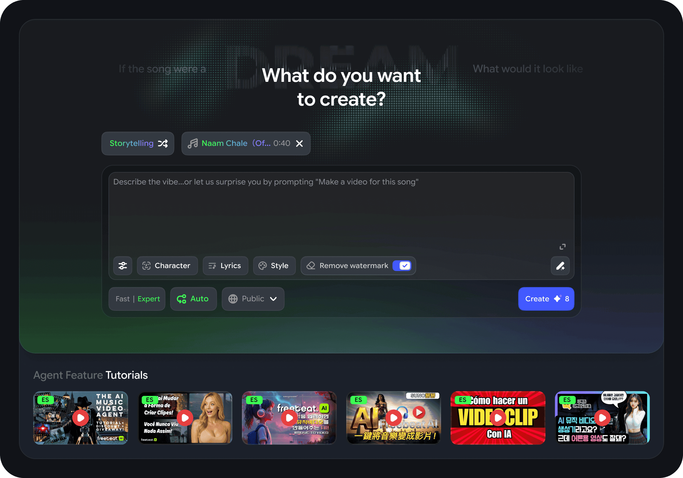 Escolha um modo e estilo