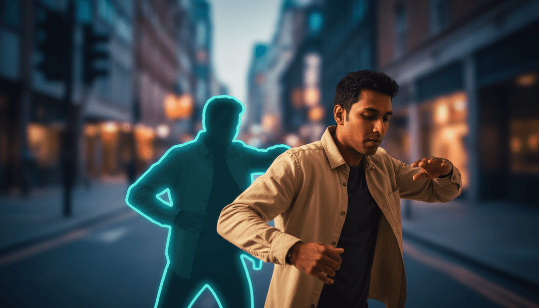 Escenas visuales oníricas y fluidas creadas por IA, perfectamente sincronizadas con una melodía pop-soul y armonías vocales, mostrando un generador avanzado de videos de letras