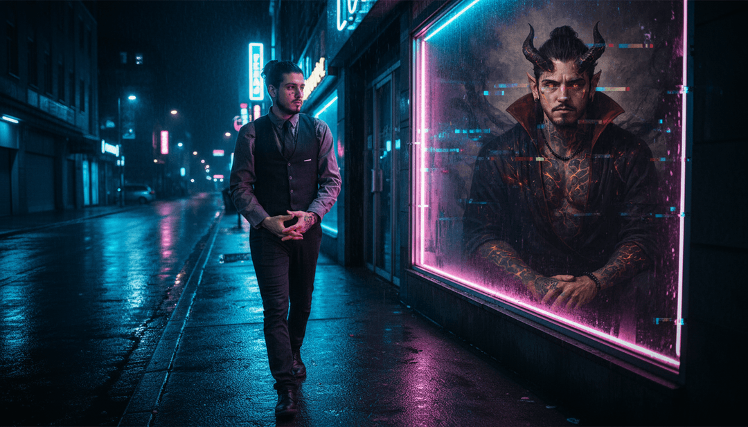 城市景观、街头艺术和抽象数字效果随着陷阱音乐节拍同步的动态视觉场景。