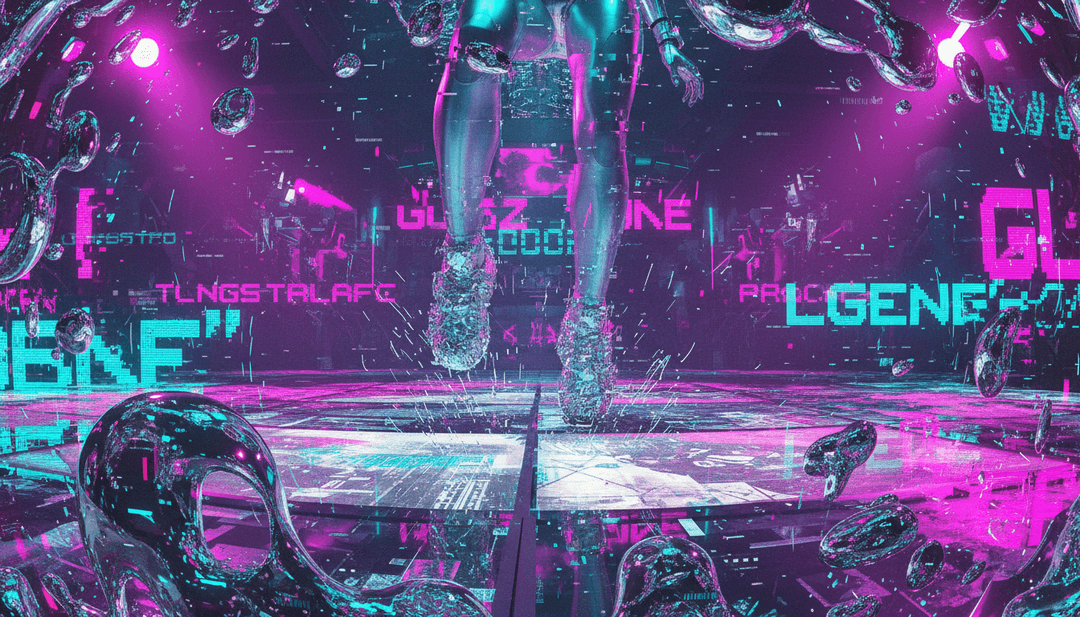 AIが生成したミュージックビデオを大画面で見て、インスピレーションを受けている様子の、笑顔の意欲的なミュージシャン。