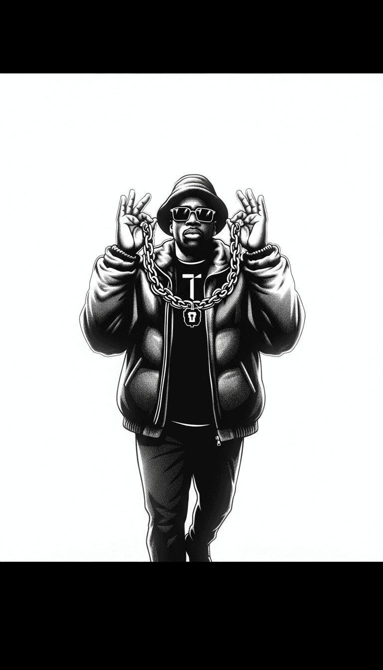 Algoritmo de IA analisando ondas sonoras complexas de hip-hop e trap de '99 breaches.mp3' para determinar temas visuais e paletas de cores.