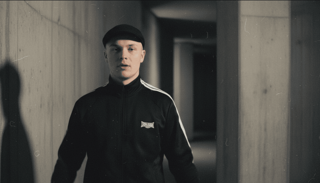 音波と液体のフルーツジュースが融合する抽象的な視覚化。「Fruchtsaft Freestyle」に対するAIの初期分析を表す。