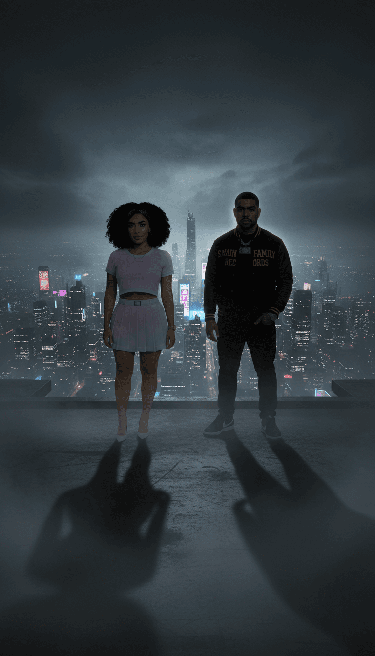 Video musicale cinematografico finale per una traccia hip-hop/trap, che mostra una vivace fusione di street art, danza e paesaggi urbani, pronto per la condivisione.