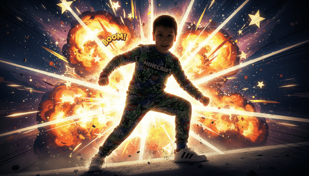 एक बच्चा टैबलेट पर एनिमेटेड डायनासोर का संगीत वीडियो देखते हुए मुस्कुरा रहा है, जो एआई संगीत वीडियो जनरेटर का उपयोग करने की खुशी और आसानी को दर्शाता है।