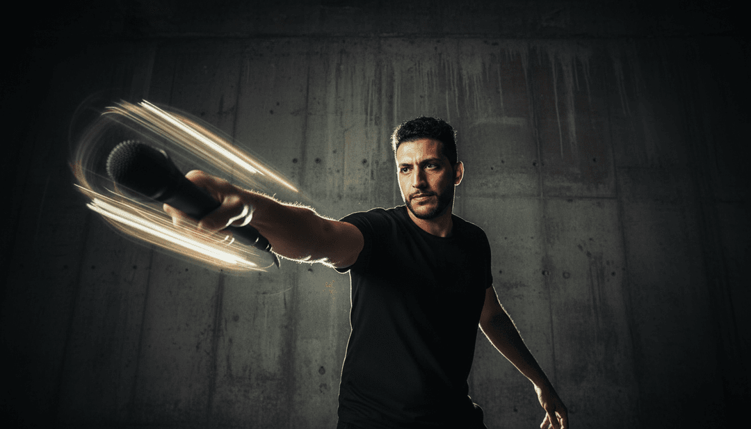 Un video musical de hip-hop terminado reproduciéndose en una pantalla, mostrando la calidad profesional generada por freebeat.ai.