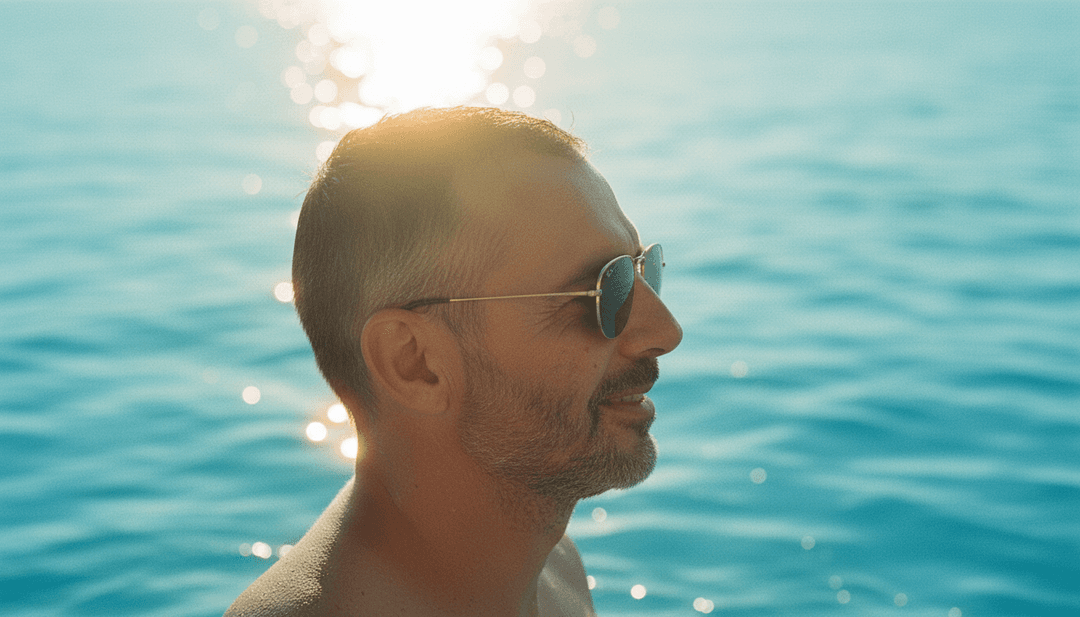 AIがミュージックビデオのコンセプトのためにレゲエの音楽の波と太陽の光の画像を分析しています。