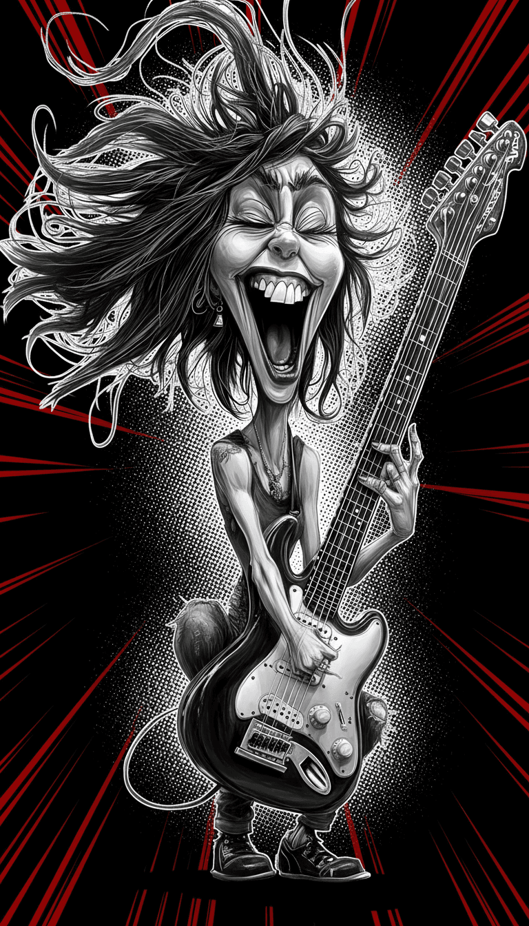 AI가 'Blissful Beats.wav'의 복잡한 파형과 에너지 스파이크를 분석하여 터지는 드럼과 타오르는 기타 리프와 같은 개념적인 록 비주얼을 투사합니다.