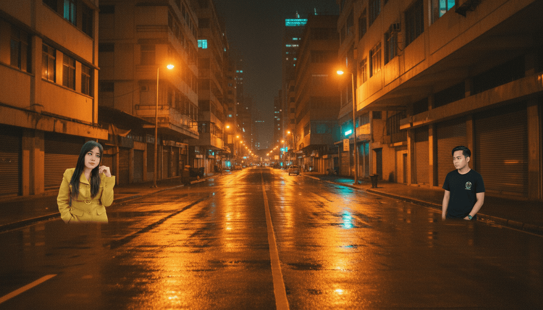 화면에서 재생되는 완성된 당둣 뮤직 비디오, 활기찬 비주얼, 동기화된 무료 캡션, 그리고 freebeat.ai 로고를 보여줍니다.