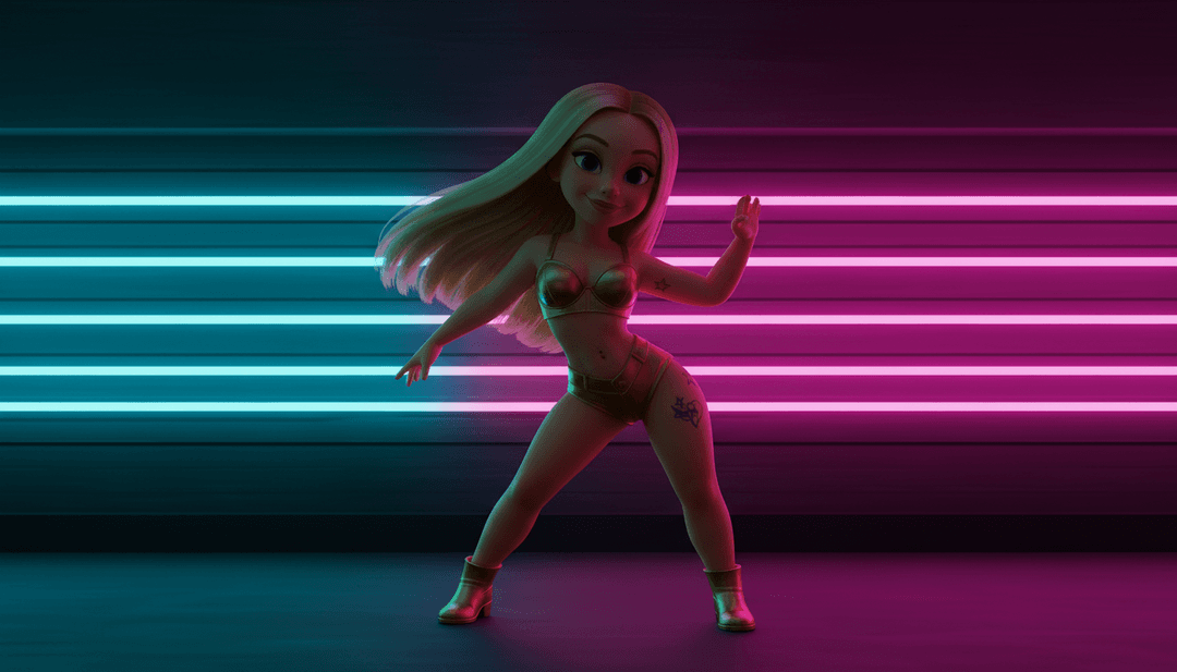 动态AI视觉效果展示了拉丁舞、部落面具和抽象电子光迹的融合,与R.loayssaFtBadGyal-Cubata音乐完美同步。