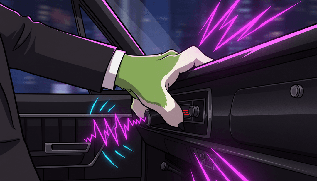 Uma interface de IA analisando as formas de onda de áudio de 'Furs on the Line II' de v5, mostrando elementos de blues e rock a serem identificados.