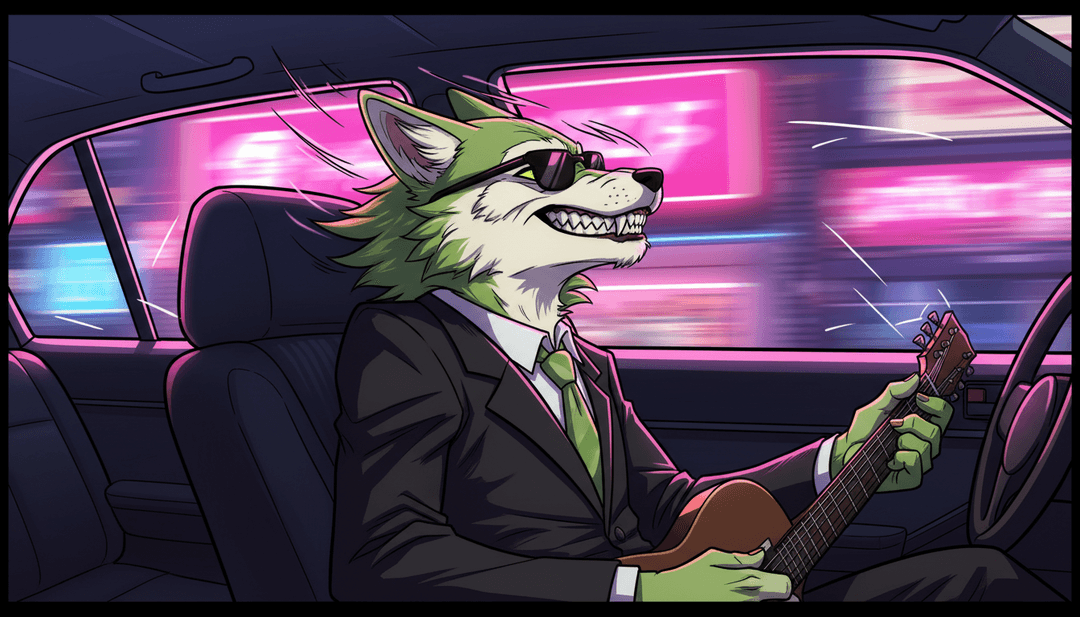 Um vídeo musical finalizado e dinâmico de 'Furs on the Line II' de v5 a ser reproduzido num ecrã, mostrando visuais vibrantes gerados por IA.