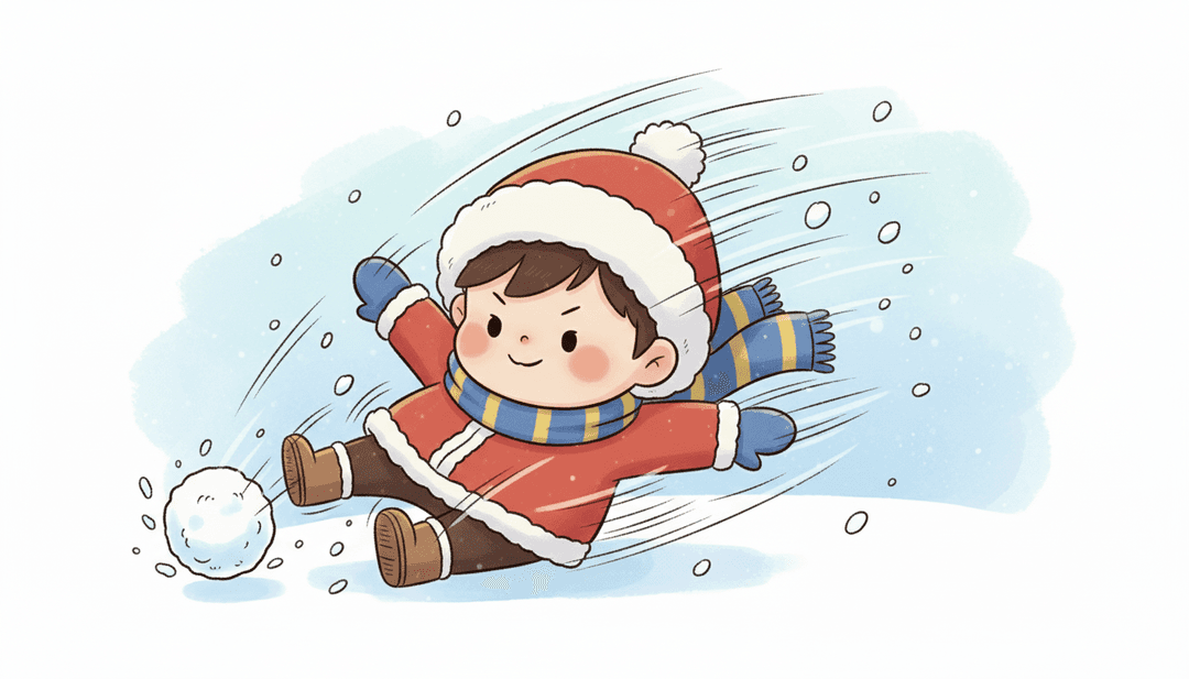 動畫式動漫人物進行動態雪球大戰,色彩鮮豔