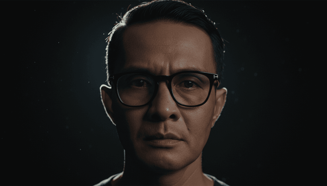 Immagine concettuale dell'AI che interpreta musica gospel, con luce eterea che scorre su schemi di onde sonore, rappresentando la profondità spirituale di 'Mustika' di REVO RAMON CHANNEL.