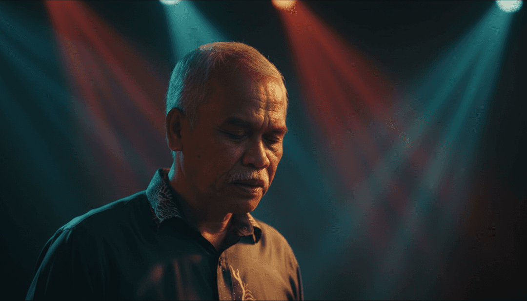 Visuales abstractos que fluyen con la melodía de Guru Pencen.mp3, mostrando un paisaje sereno que cambia con el estado de ánimo de la canción.