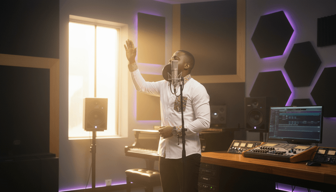 Gospel choir singing in a serene natural setting, generated by AI from 'Un Seul'