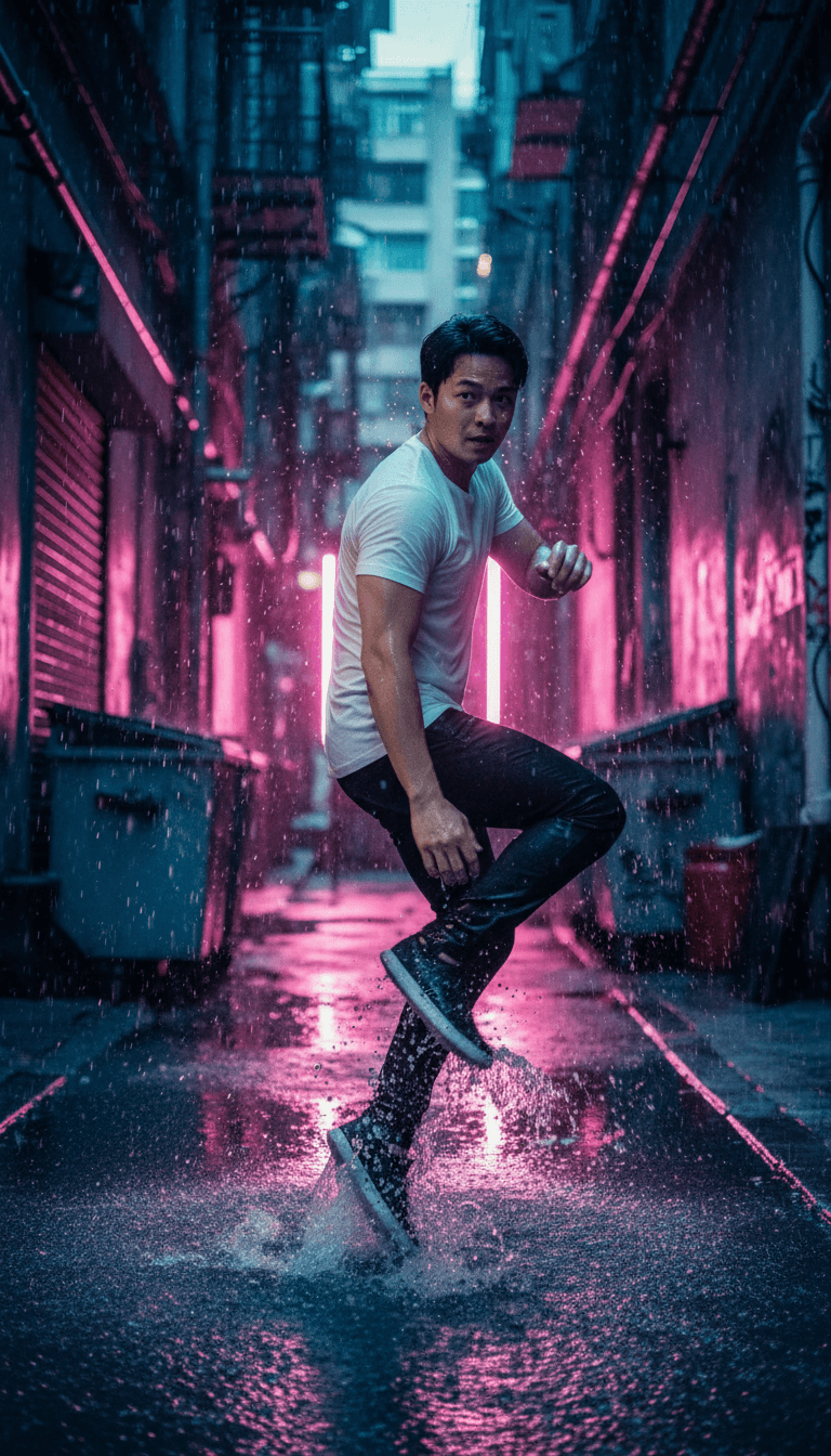 एक जीवंत, तेज़ गति वाला संगीत वीडियो अनुक्रम जिसमें सिंक्रोनाइज़्ड लाइट पैटर्न, भविष्य की सेटिंग में ऊर्जावान नर्तक, और इलेक्ट्रॉनिक संगीत की तीव्र लय के अनुसार बदलते हुए अमूर्त ज्यामितीय आकार प्रदर्शित होते हैं।