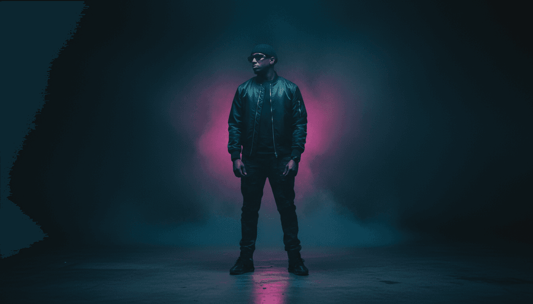 AI 解释带有未来感发光线条和数字元素的嘻哈陷阱音乐波形,可视化 GBS__LEAGUE.mp3 曲目。