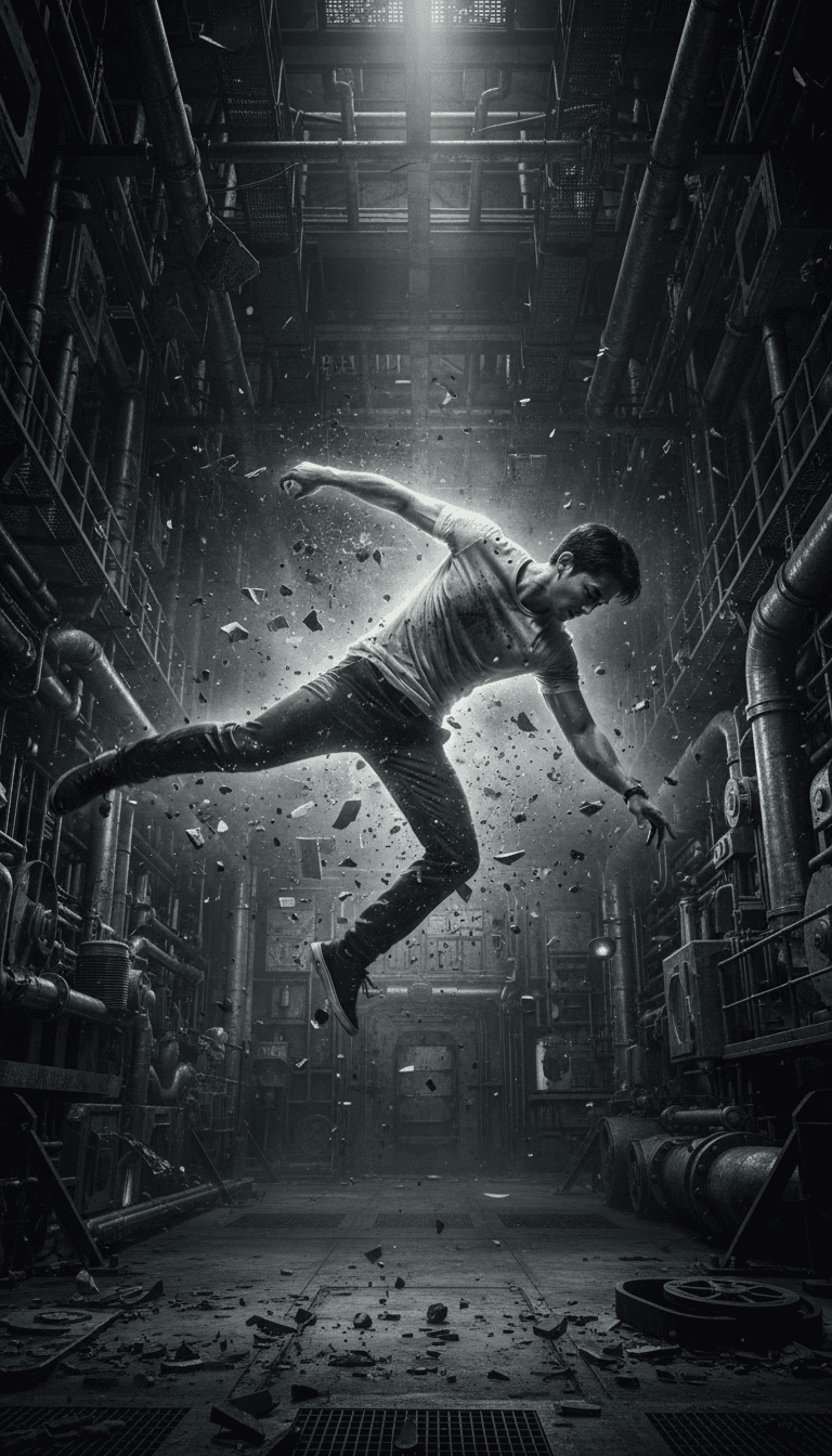 एनिमेटेड अनुक्रम जिसमें तेज़ कट, गतिशील कैमरा आंदोलन और पंक रॉक ऊर्जा को दर्शाने वाला शैलीबद्ध बैंड प्रदर्शन दिखाया गया है, जो AI संगीत कवर जनरेटर द्वारा उत्पन्न किया गया है।