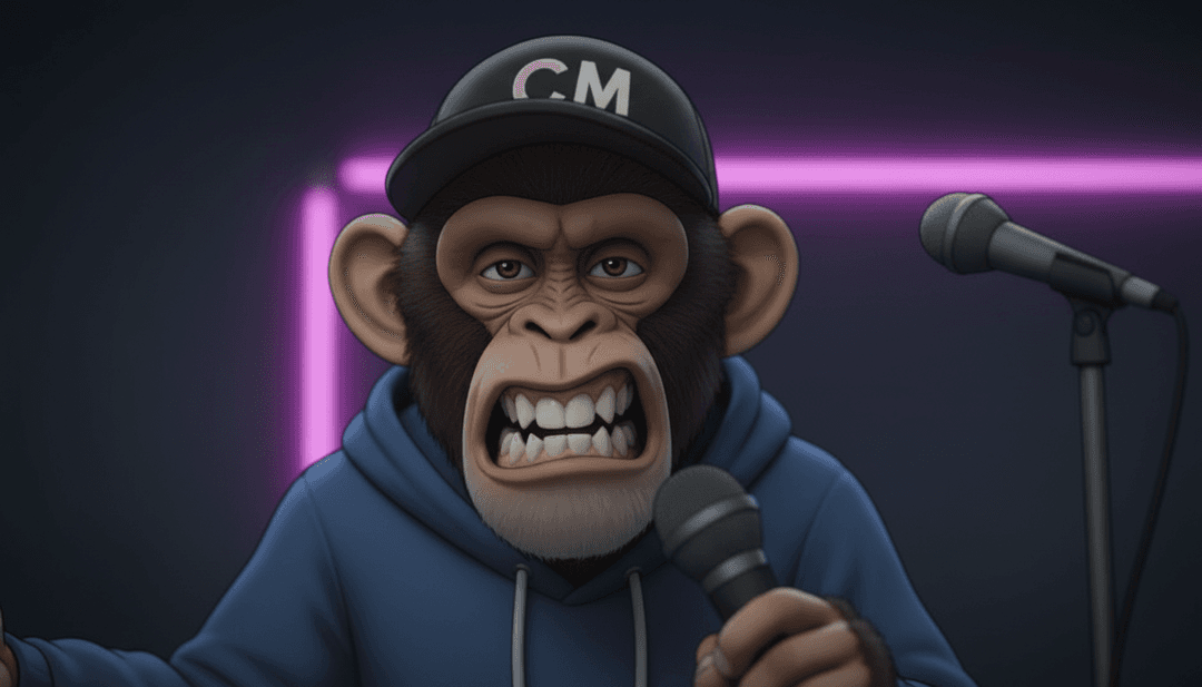 एआई द्वारा उत्पन्न गतिशील दृश्य अनुक्रम, जिसमें तेज़ कट्स, गहरे रंग के पैलेट और अमूर्त आकृतियाँ wiedel8 के 'CIGGY MONKEE' की लय में रूपांतरित हो रही हैं।